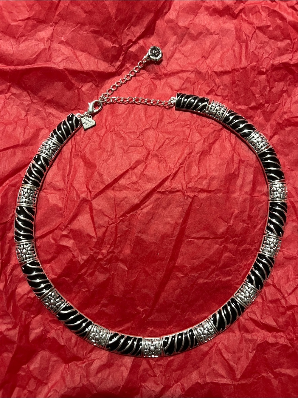 Cookie Lee Silver and Black Statement Collar Necklace